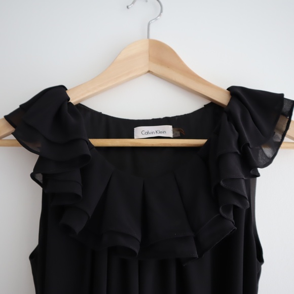 Calvin Klein Chiffon Ruffle Midi Dress - B… - Picture 3 of 6